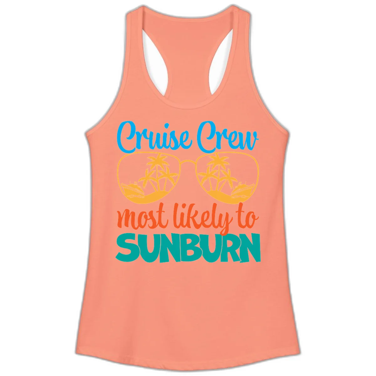 Cruise Crew Most Likely To Sunburn Ladies Tank in Solid Light Orange