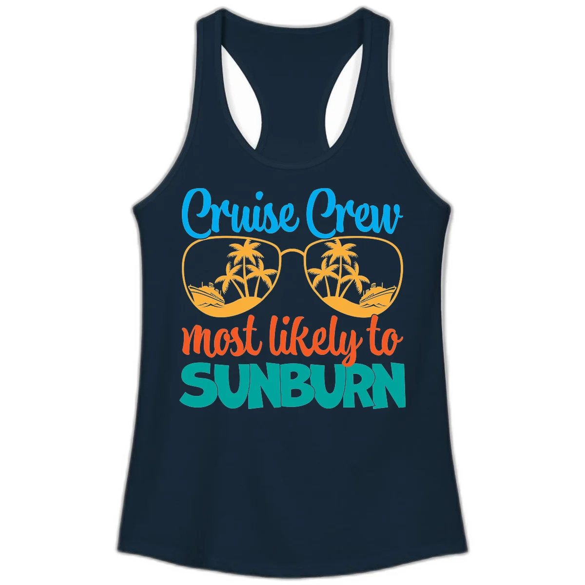 Cruise Crew Most Likely To Sunburn Ladies Tank in Solid Midnight Navy