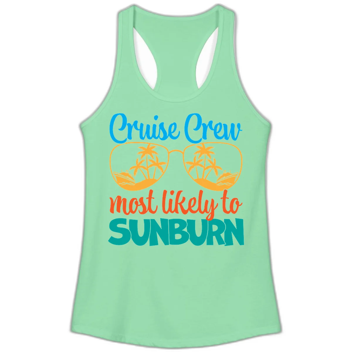 Cruise Crew Most Likely To Sunburn Ladies Tank in Solid Mint