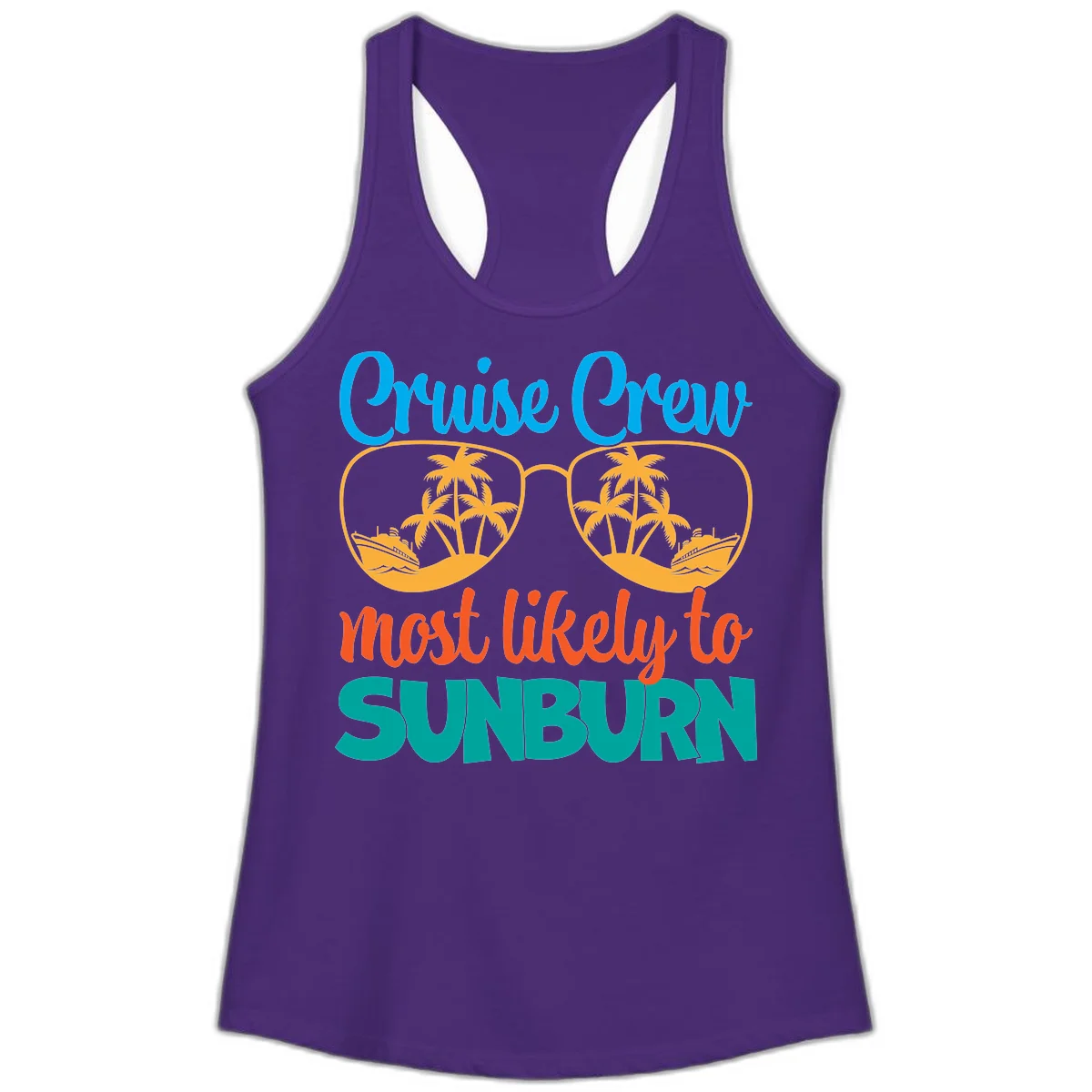 Cruise Crew Most Likely To Sunburn Ladies Tank in Solid Purple Rush