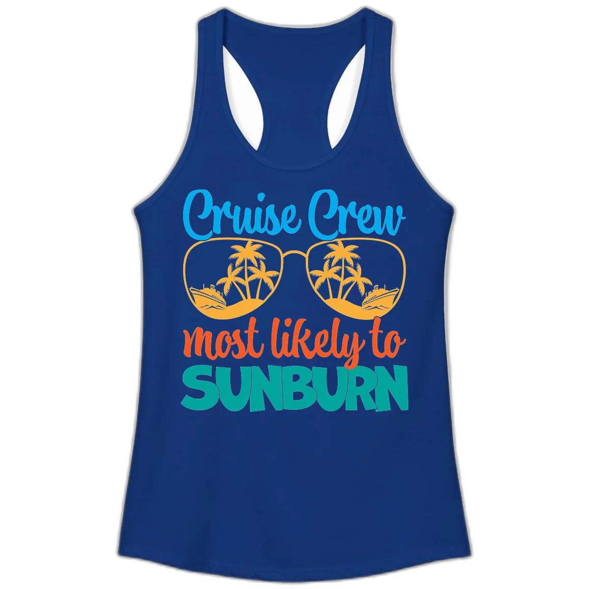 Cruise Crew Most Likely To Sunburn Ladies Tank in Solid Royal