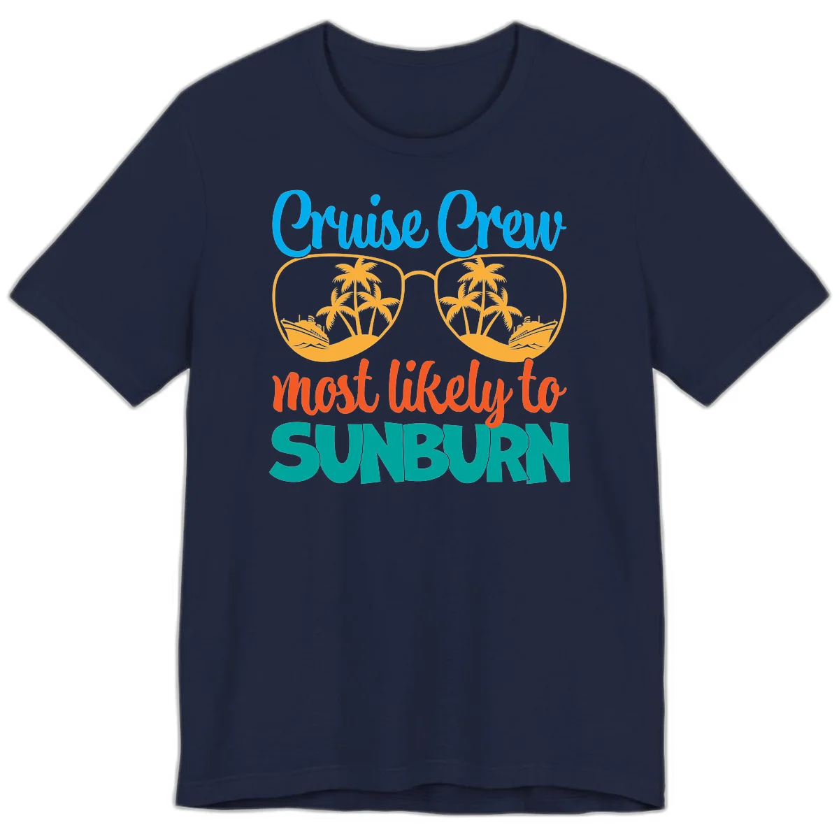 Cruise Crew Most Likely To Sunburn Premium T-Shirt in Navy