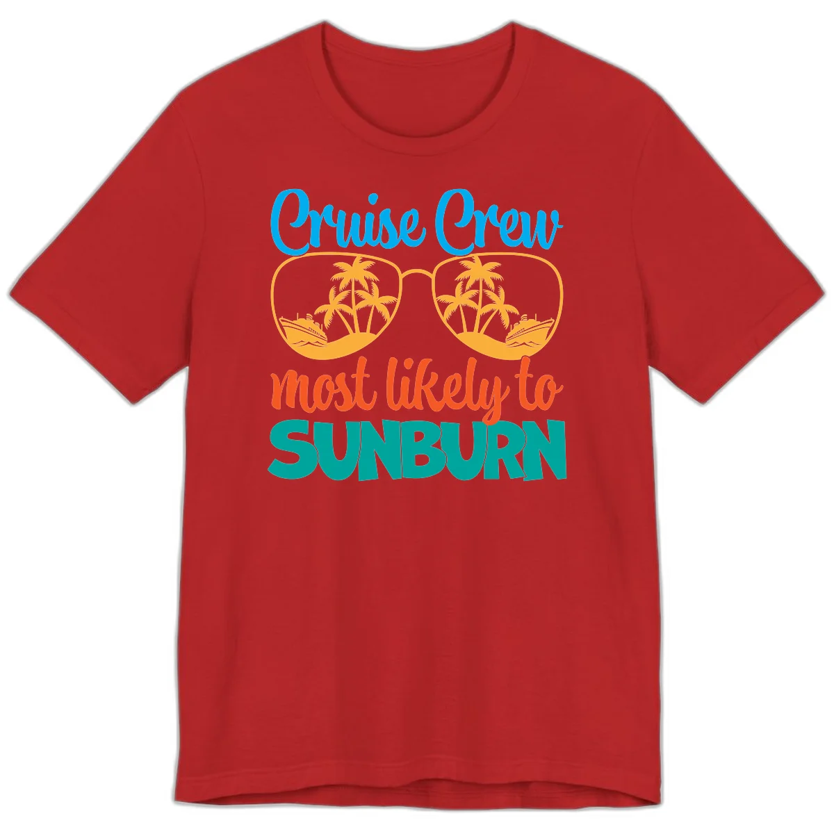 Cruise Crew Most Likely To Sunburn Premium T-Shirt in Red
