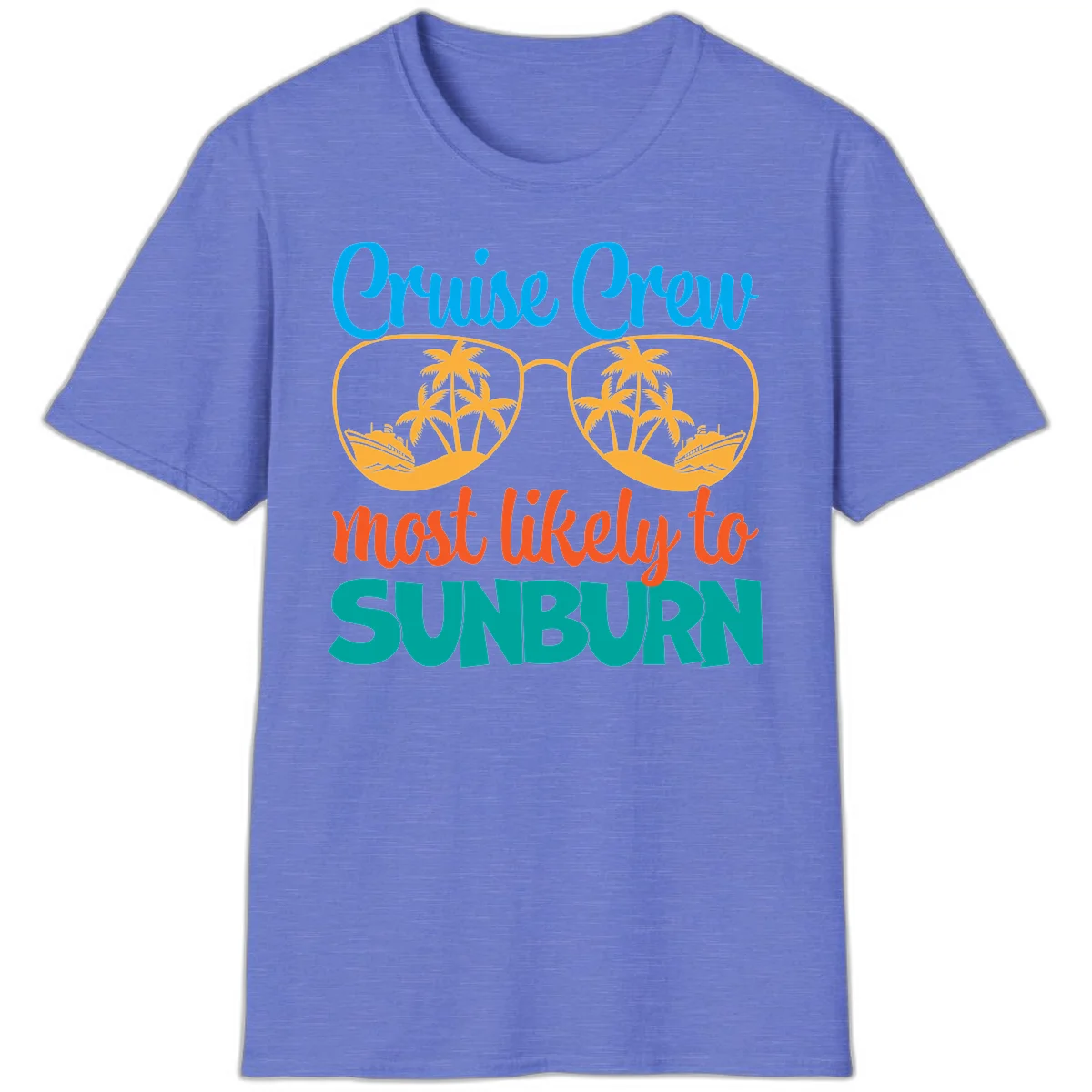 Cruise Crew Most Likely To Sunburn T-Shirt in Heather Royal