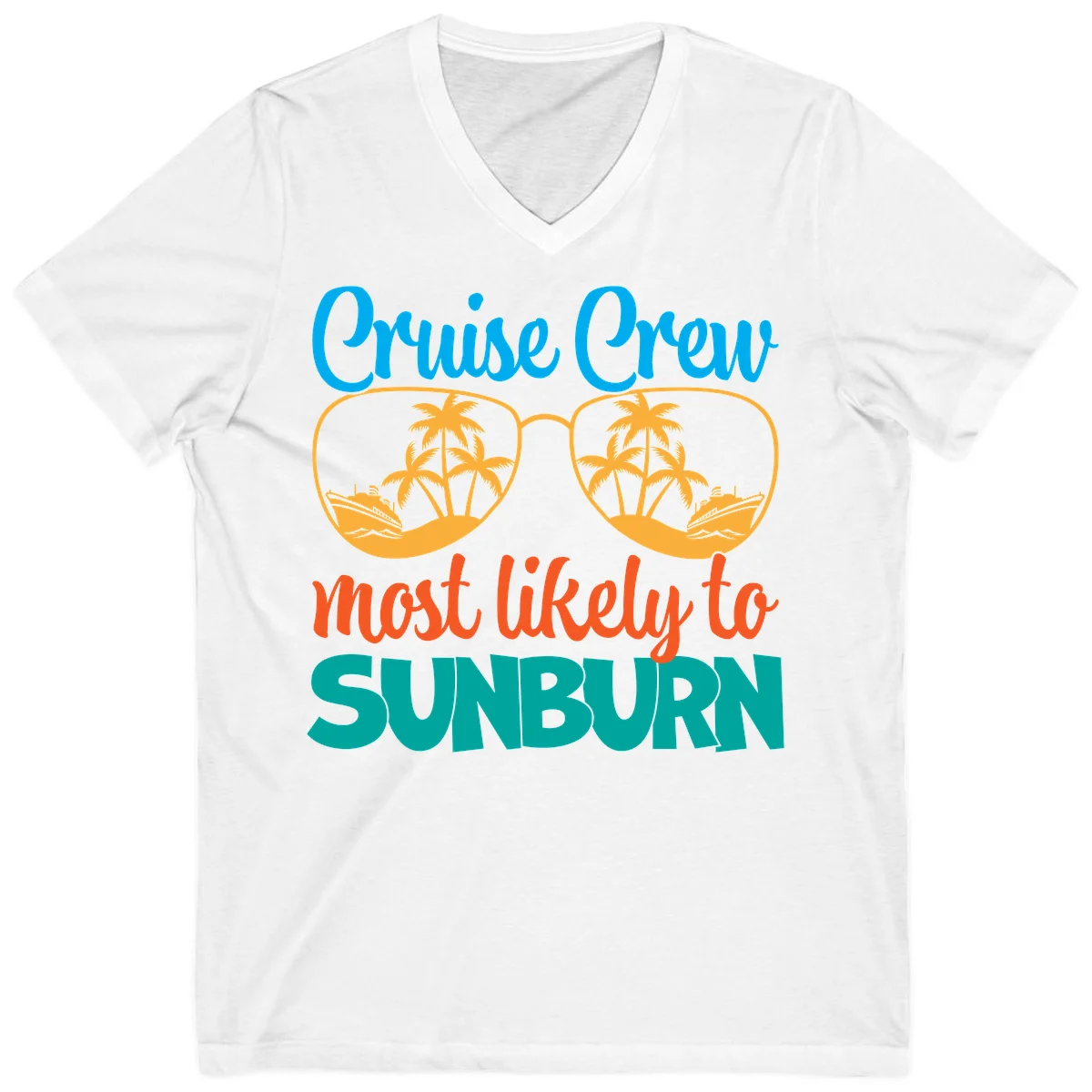 Cruise Crew Most Likely To Sunburn V-Neck in White