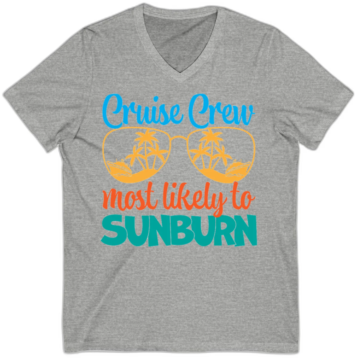 Cruise Crew Most Likely To Sunburn V-Neck in Athletic Heather