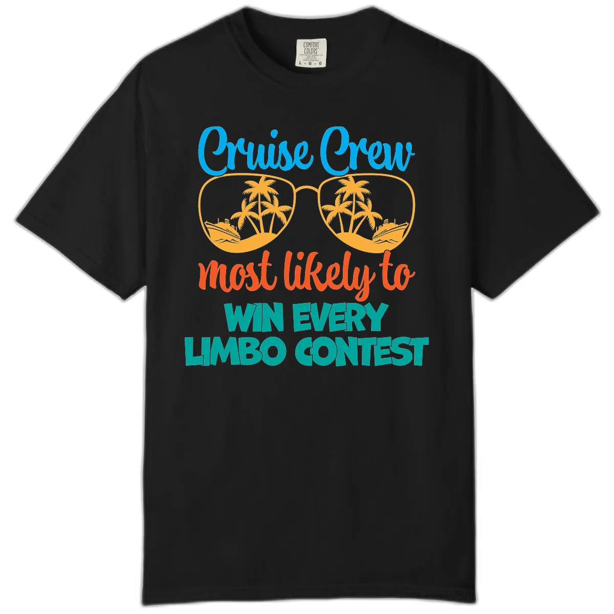 Cruise Crew Most Likely to Win Limbo Comfort Color Tee in Black