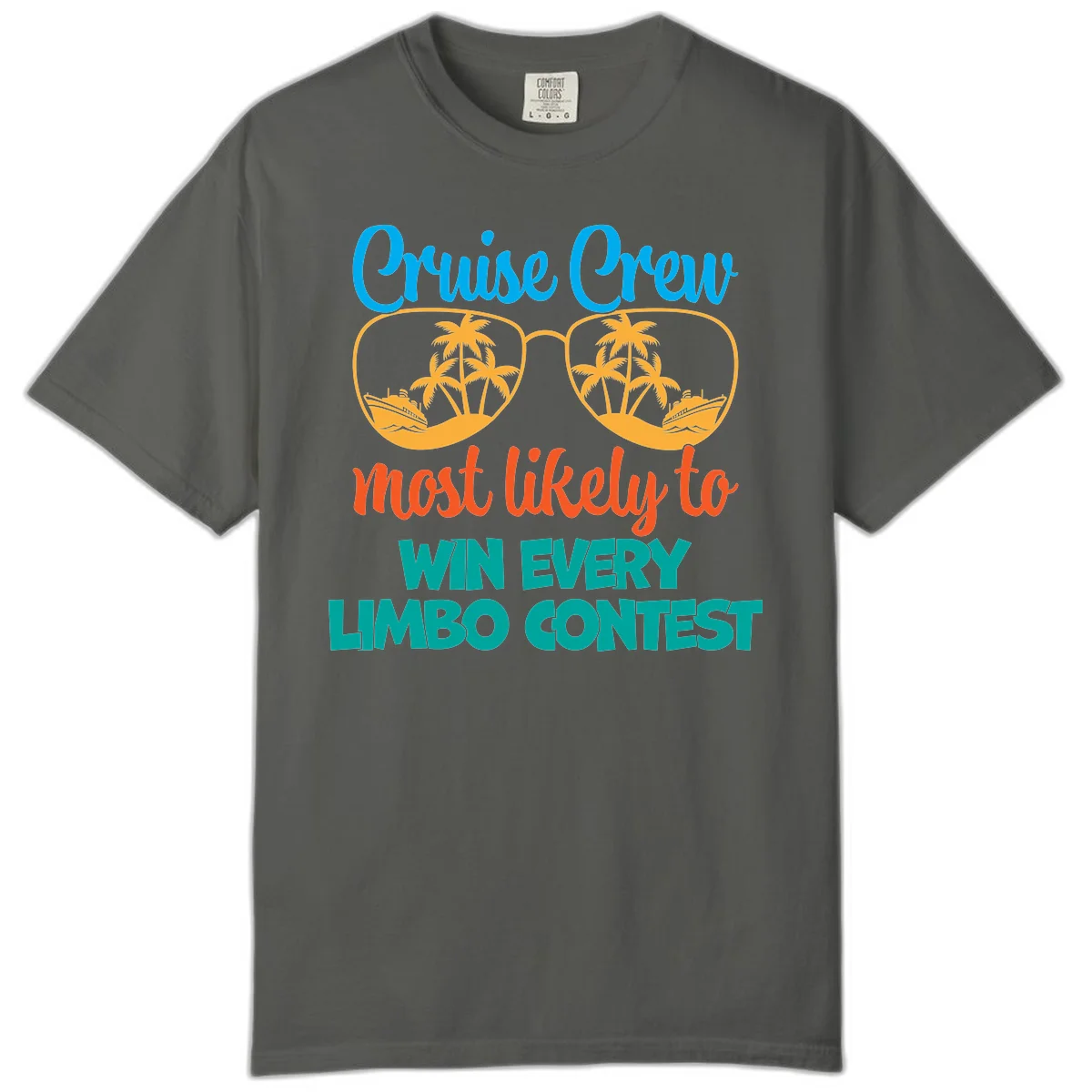 Cruise Crew Most Likely to Win Limbo Comfort Color Tee in Pepper