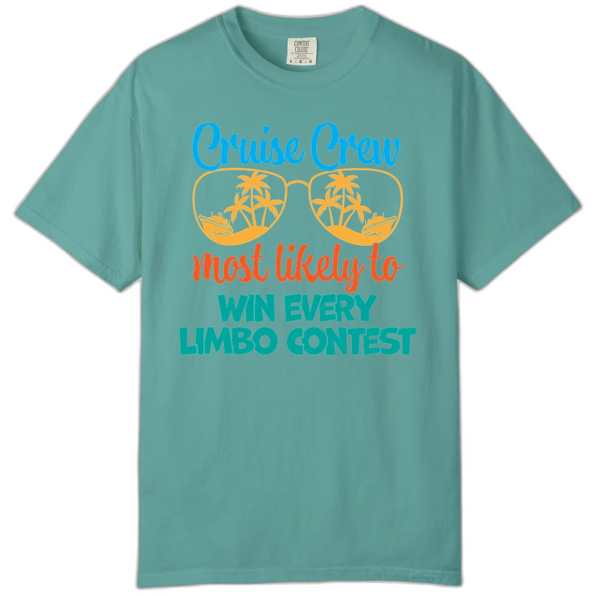 Cruise Crew Most Likely to Win Limbo Comfort Color Tee in Seafoam