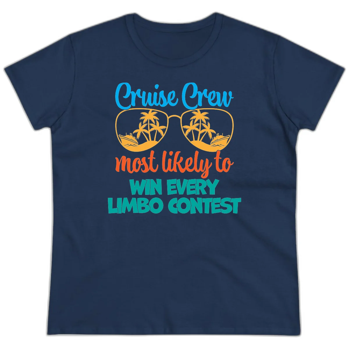 Cruise Crew Most Likely to Win Limbo Ladies Tee in Navy