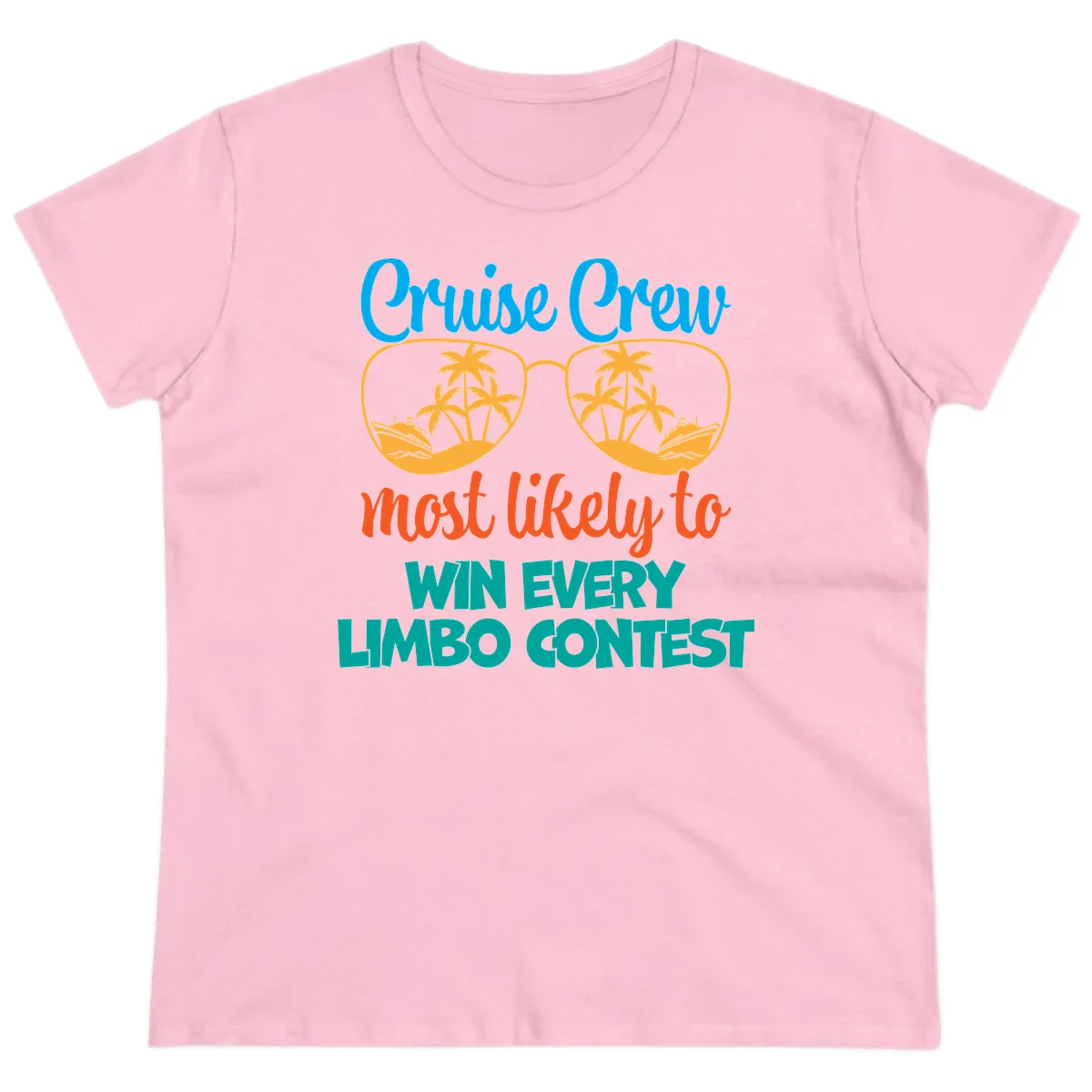 Cruise Crew Most Likely to Win Limbo Ladies Tee in Light Pink