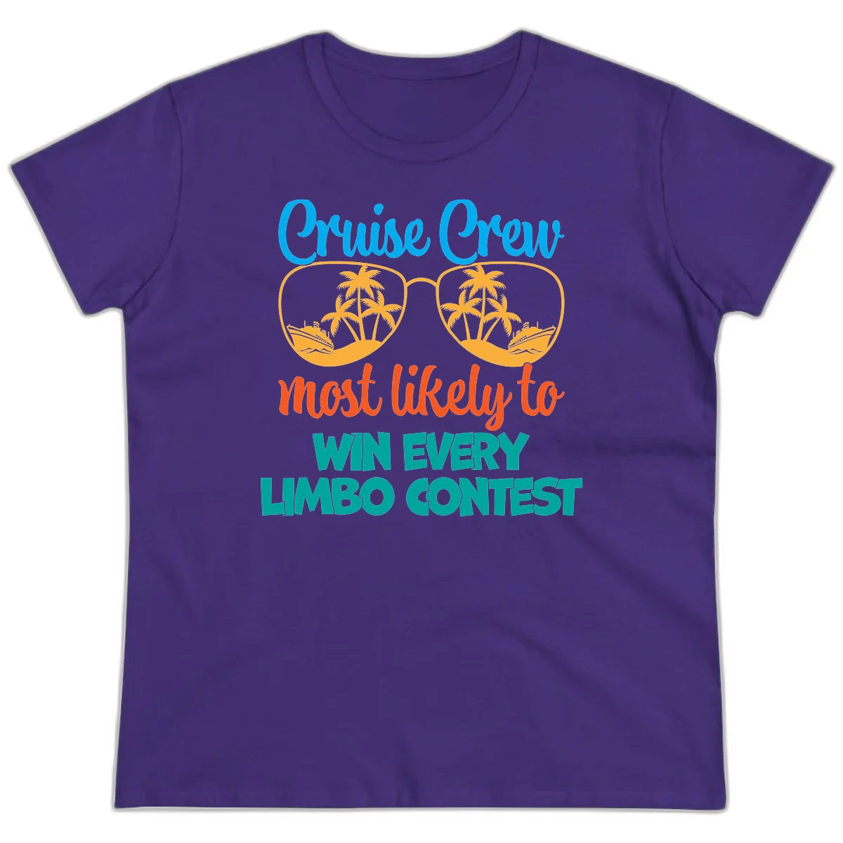 Cruise Crew Most Likely to Win Limbo Ladies Tee in Purple