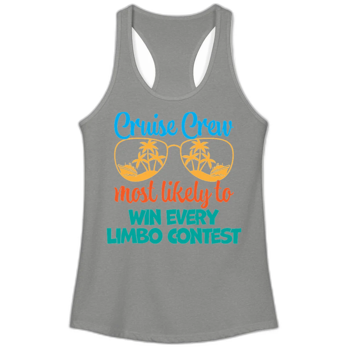 Cruise Crew Most Likely to Win Limbo Ladies Tank Top in Heather Grey