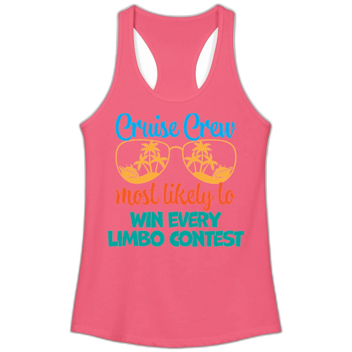 Cruise Crew Most Likely to Win Limbo Ladies Tank Top in Hot Pink
