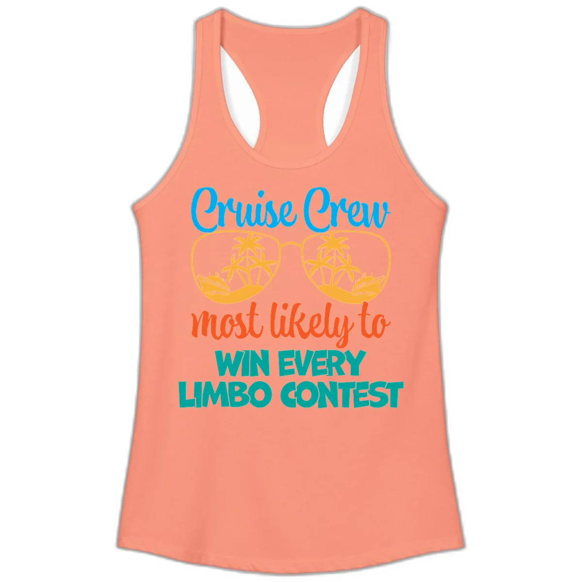 Cruise Crew Most Likely to Win Limbo Ladies Tank Top in Solid Light Orange