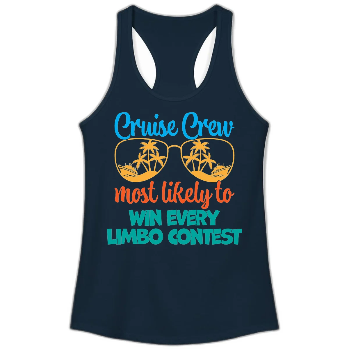 Cruise Crew Most Likely to Win Limbo Ladies Tank Top in Solid Midnight Navy