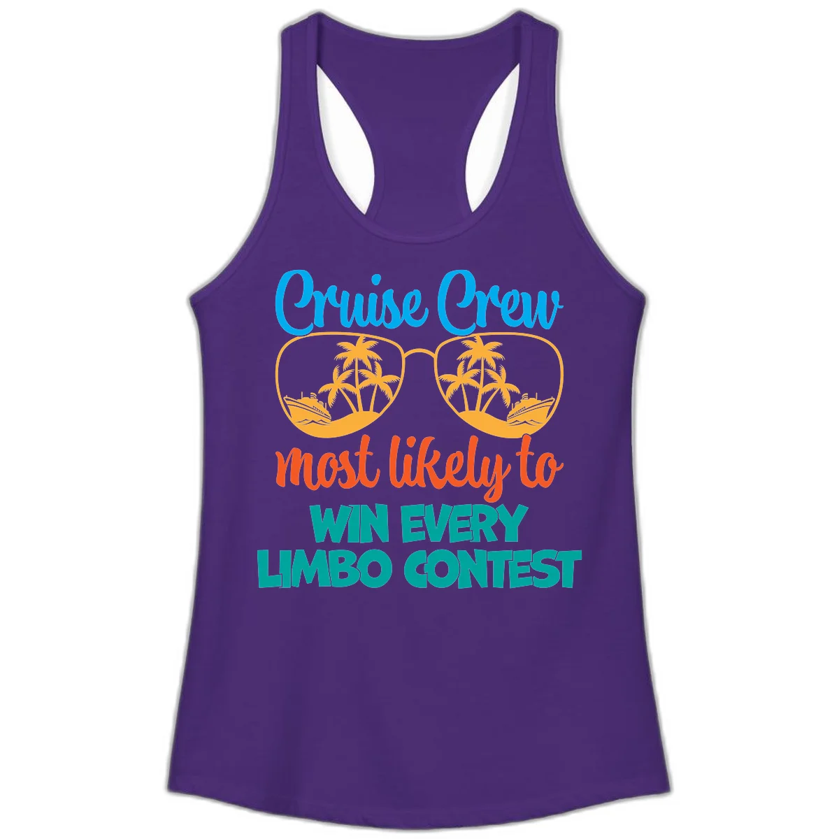 Cruise Crew Most Likely to Win Limbo Ladies Tank Top in Solid Purple Rush