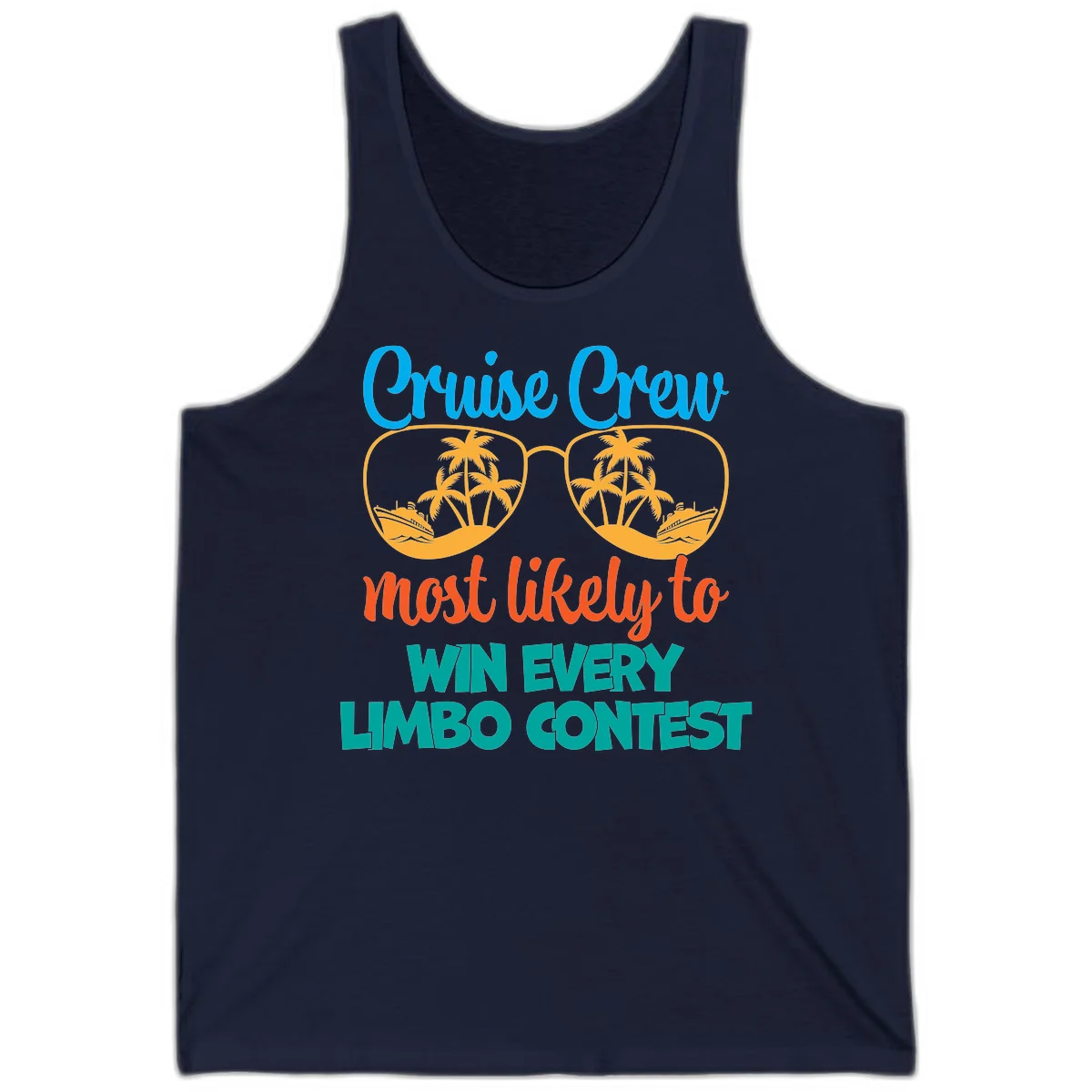 Cruise Crew Most Likely to Win Limbo Tank Top in Navy