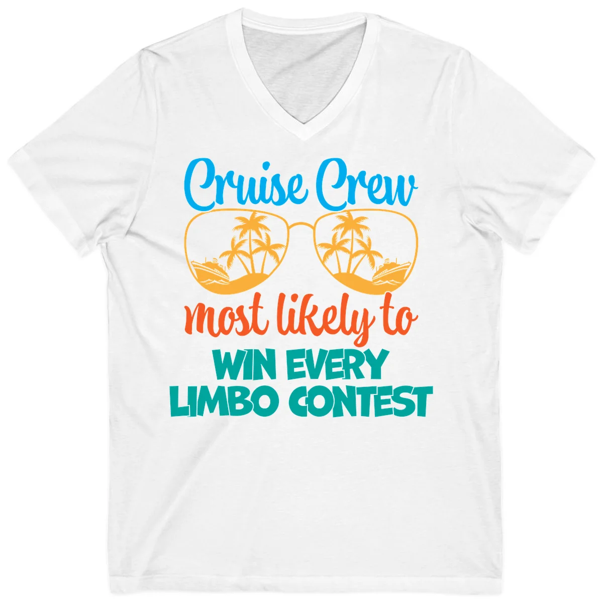 Cruise Crew Most Likely to Win Limbo V-Neck in White