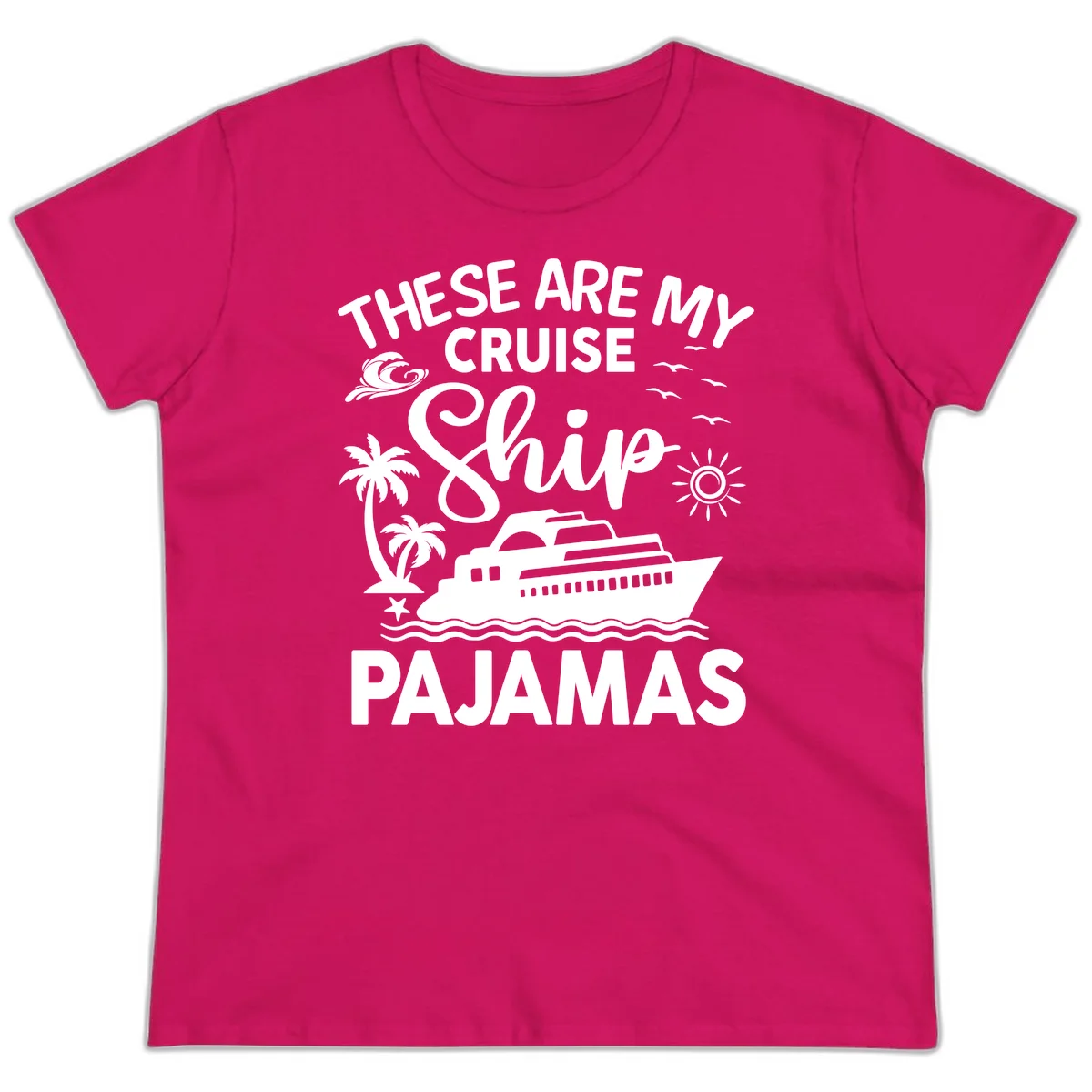 Cruise Ship Pajamas Ladies Tee in Heliconia