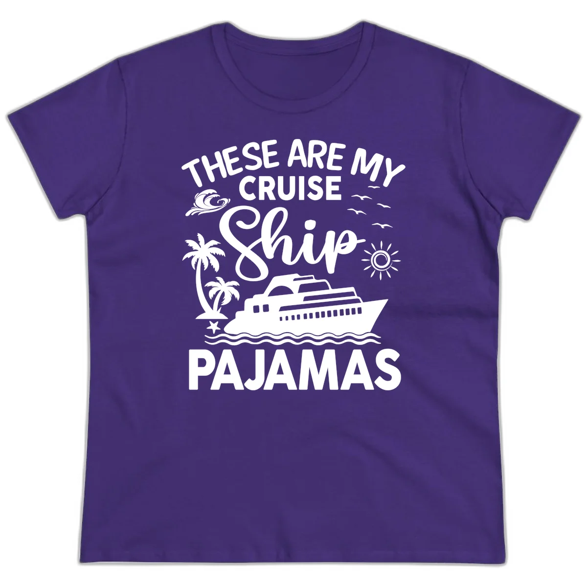 Cruise Ship Pajamas Ladies Tee in Purple