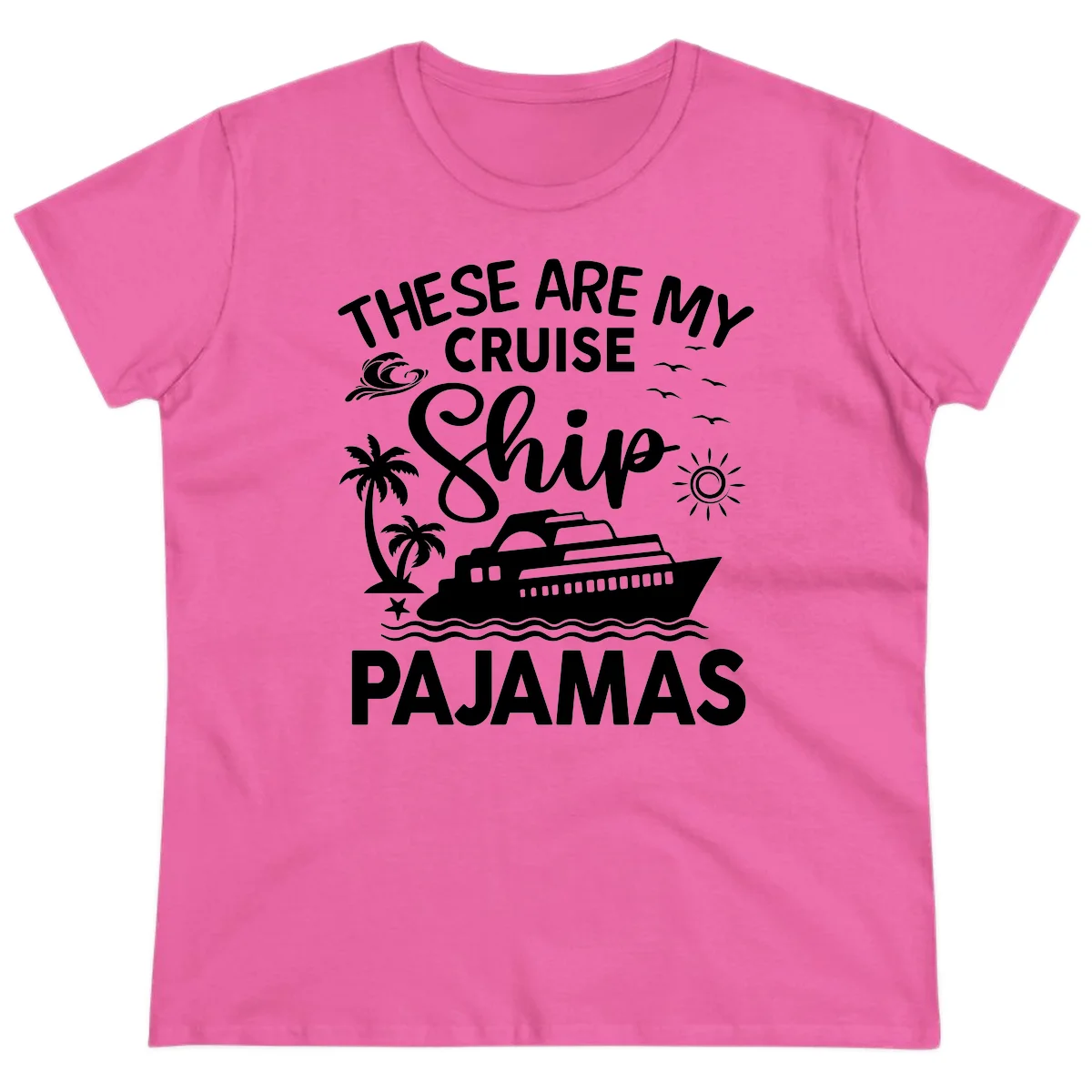 Cruise Ship Pajamas Ladies Tee in Azalea