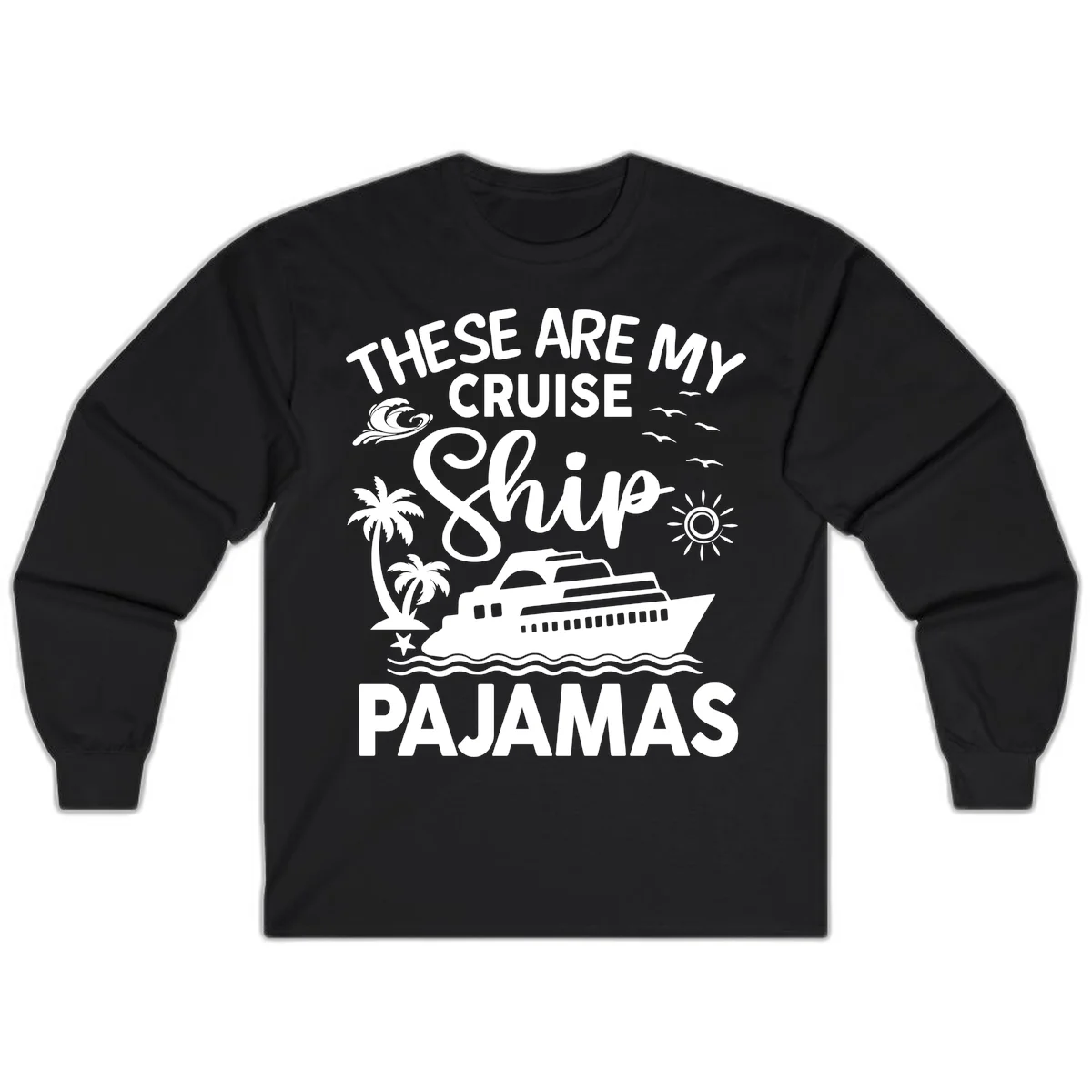 Cruise Ship Pajamas Long Sleeve in Black
