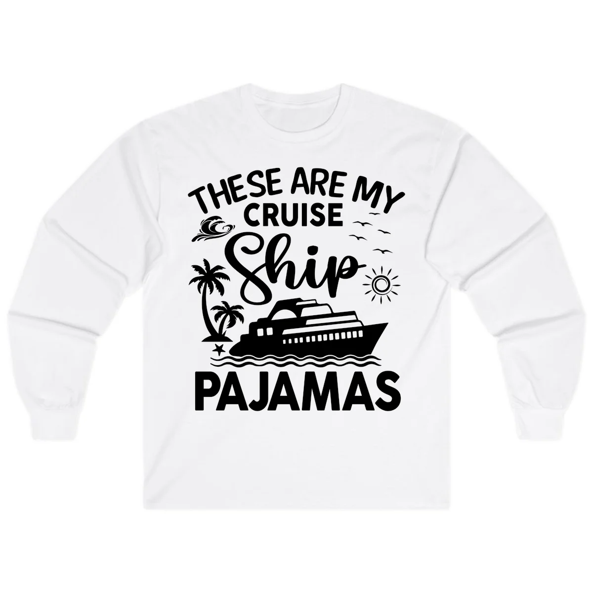 Cruise Ship Pajamas Long Sleeve in White
