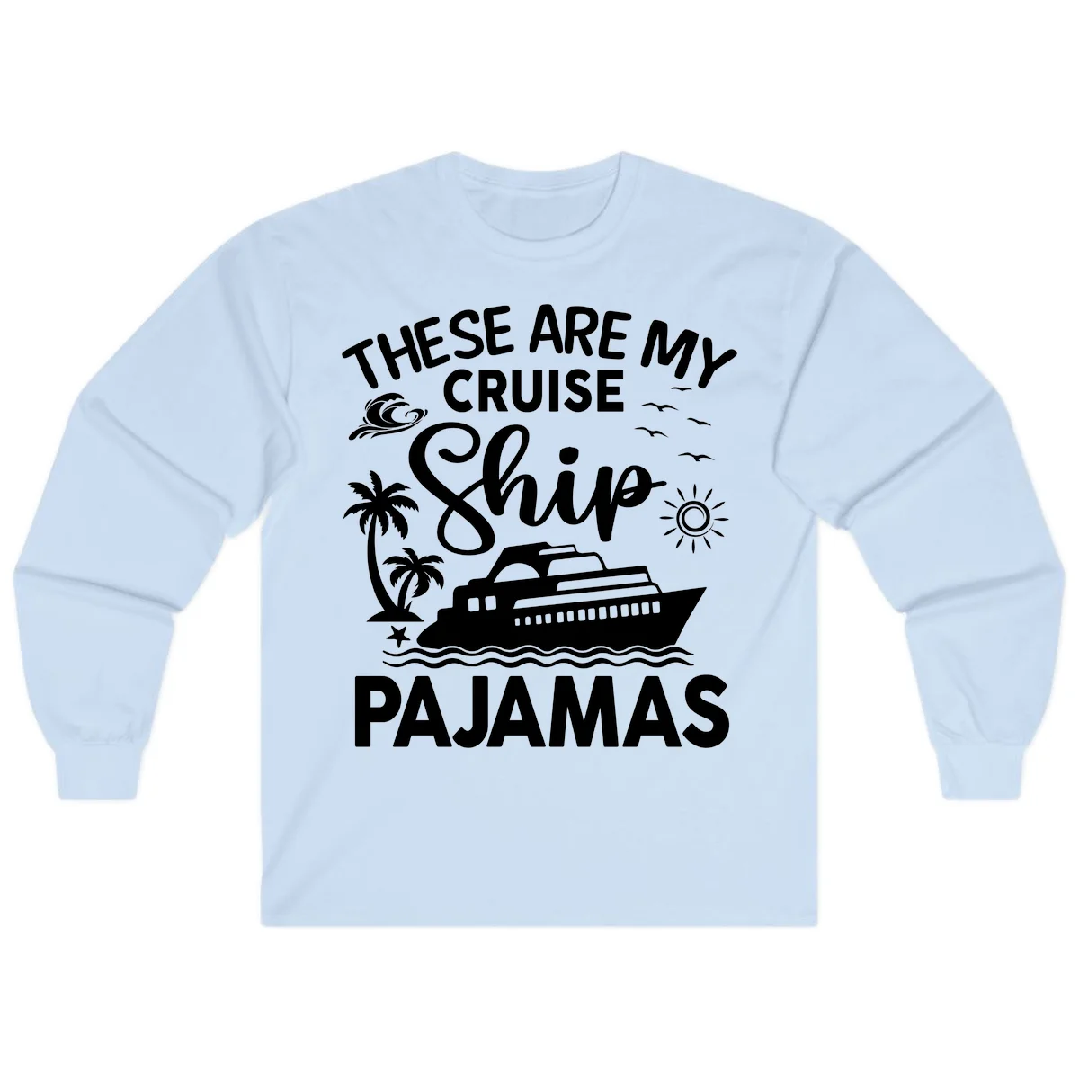 Cruise Ship Pajamas Long Sleeve in Light Blue