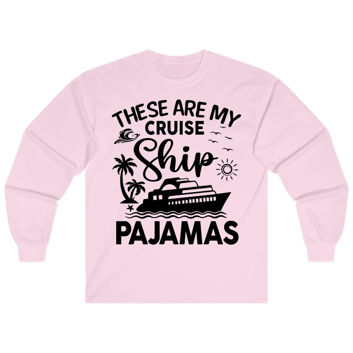 Cruise Ship Pajamas Long Sleeve in Light Pink