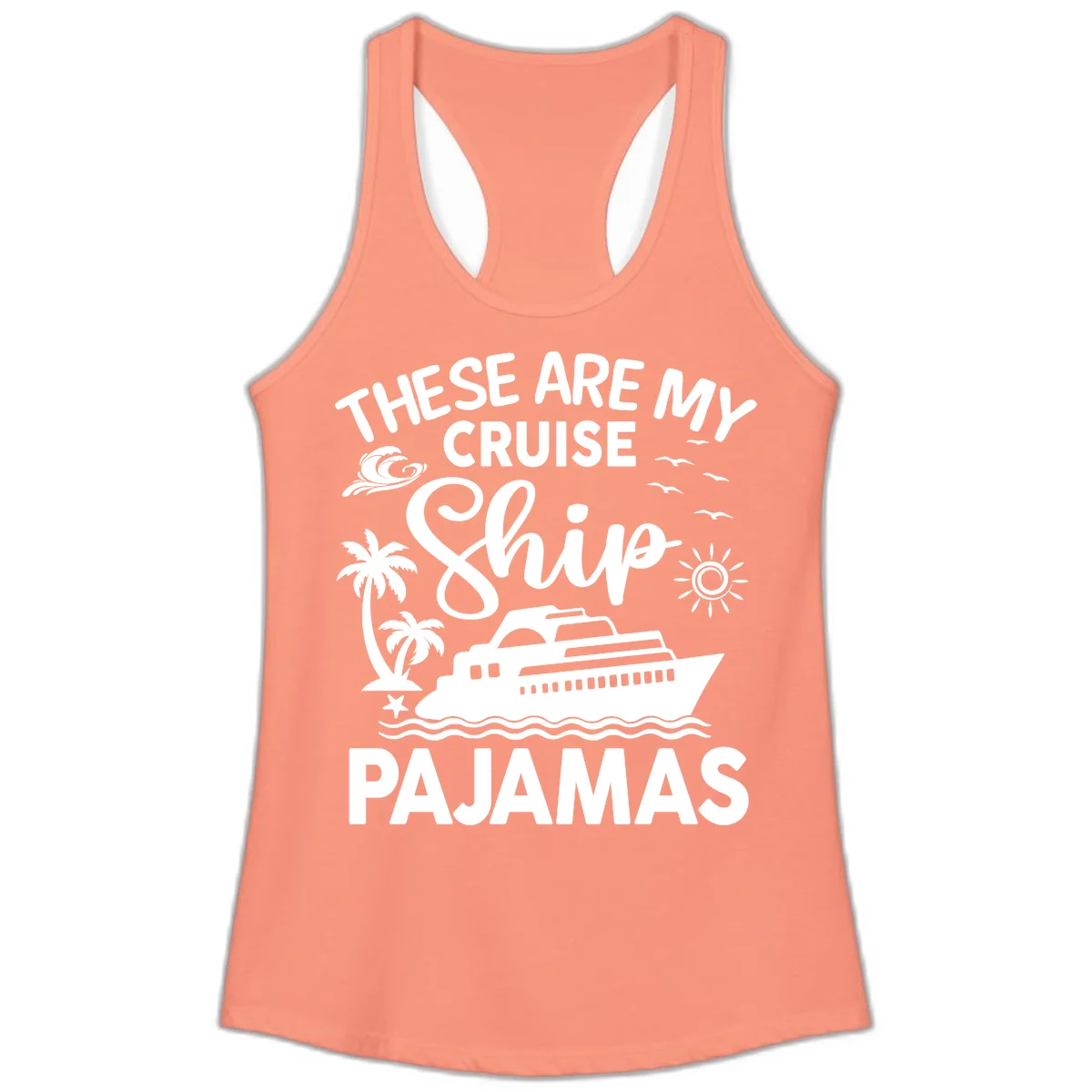 Cruise Ship Pajamas Ladies Tank in Solid Light Orange