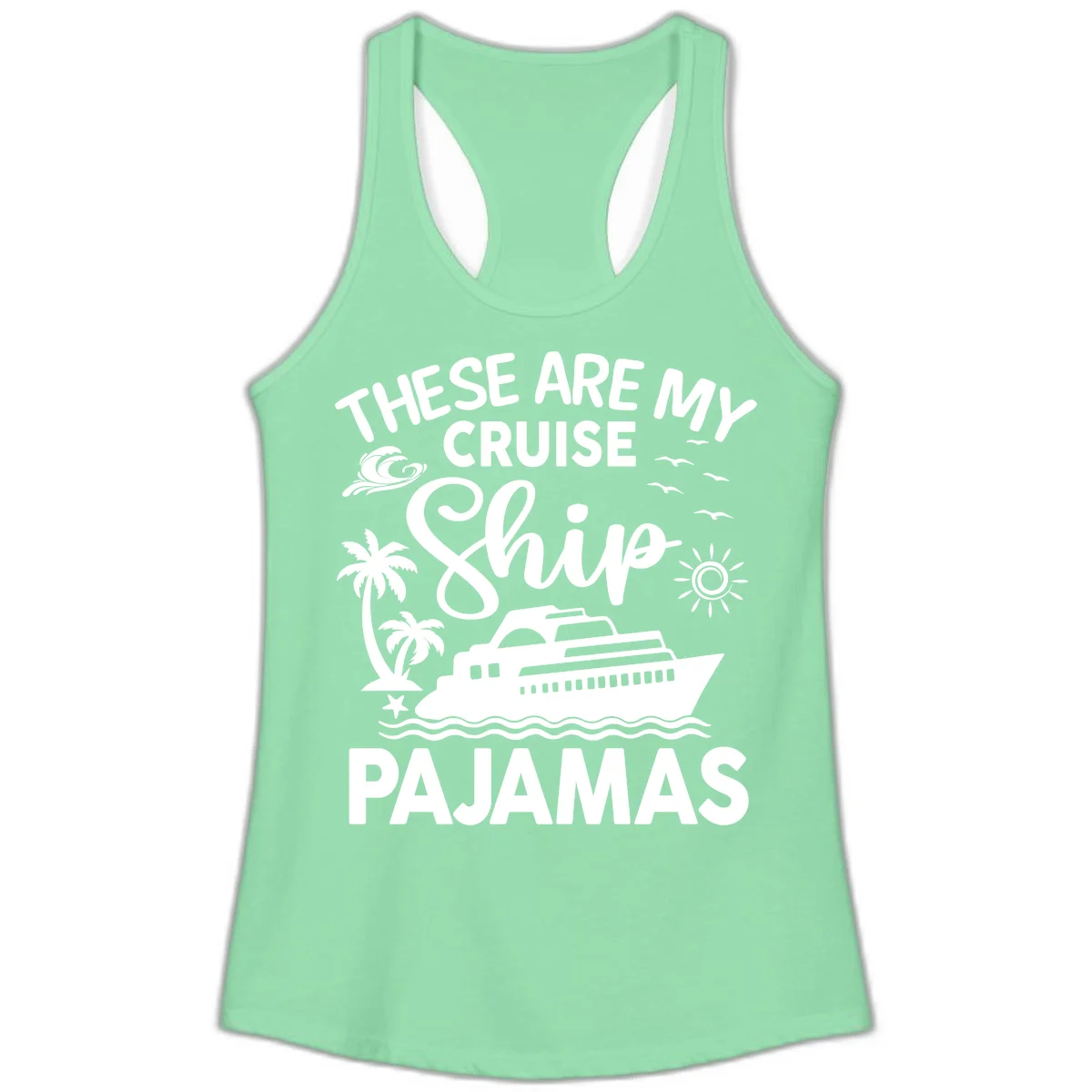 Cruise Ship Pajamas Ladies Tank in Solid Mint