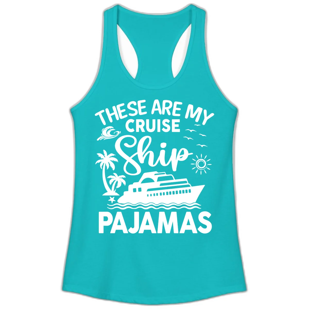 Cruise Ship Pajamas Ladies Tank in Tahiti Blue