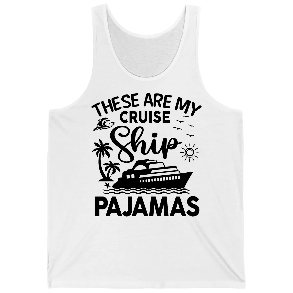 Cruise Ship Pajamas Tank in White