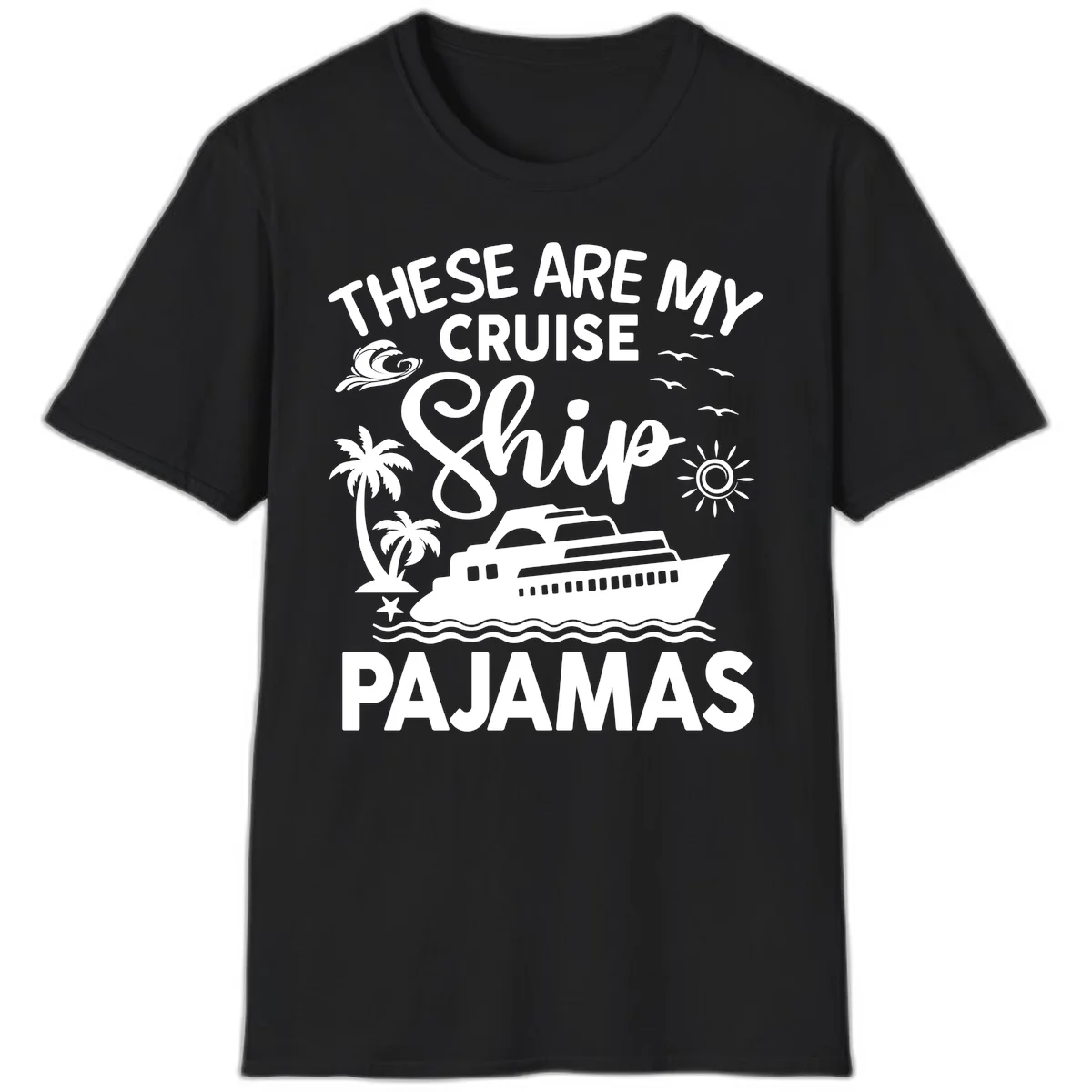 Cruise Ship Pajamas T-Shirt in Black