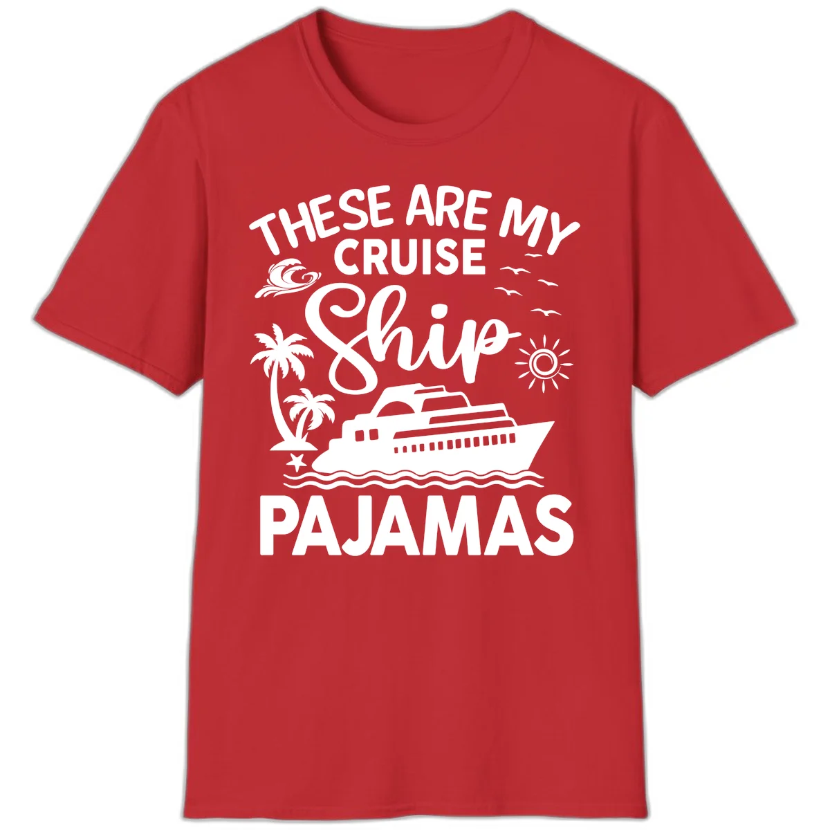 Cruise Ship Pajamas T-Shirt in Red