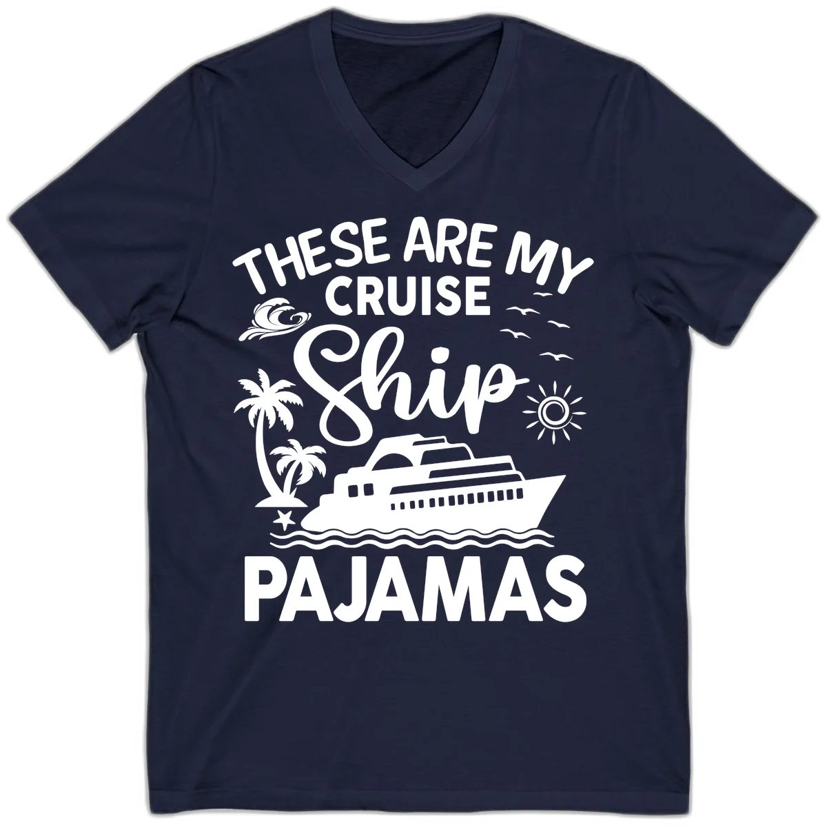 Cruise Ship Pajamas V-Neck in Navy
