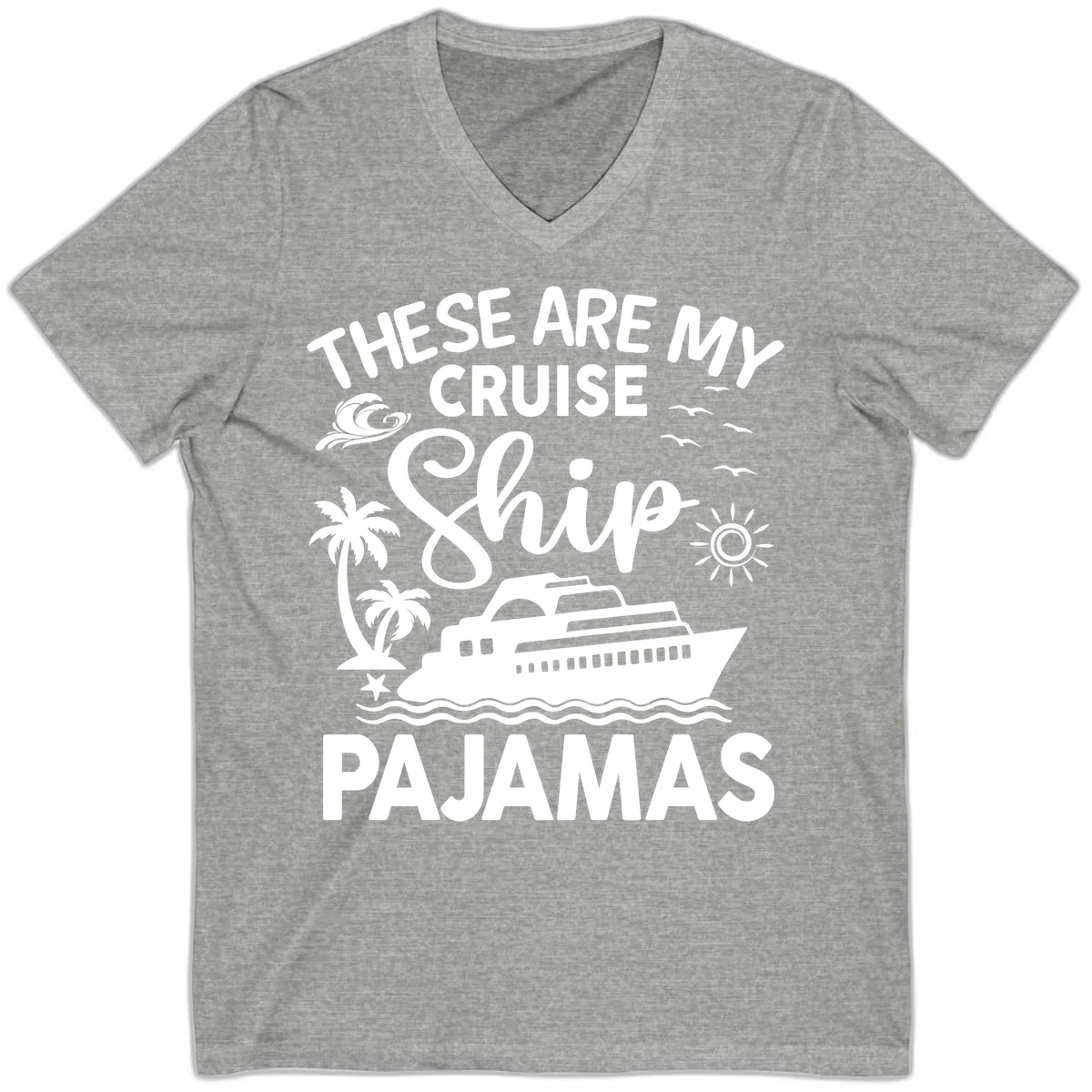 Cruise Ship Pajamas V-Neck in Athletic Heather