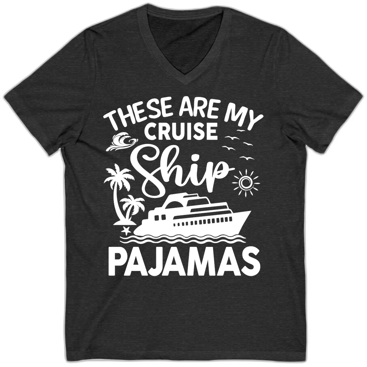 Cruise Ship Pajamas V-Neck in Dark Grey Heather