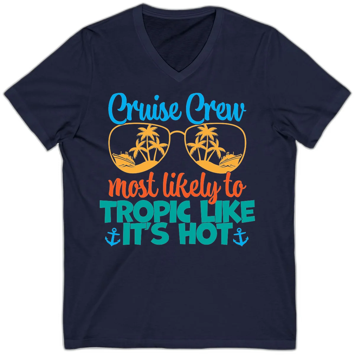 Cruise Crew Most Likely To Tropic Like It's Hot V-Neck in Navy