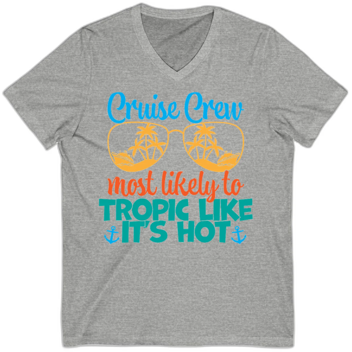 Cruise Crew Most Likely To Tropic Like It's Hot V-Neck in Athletic Heather
