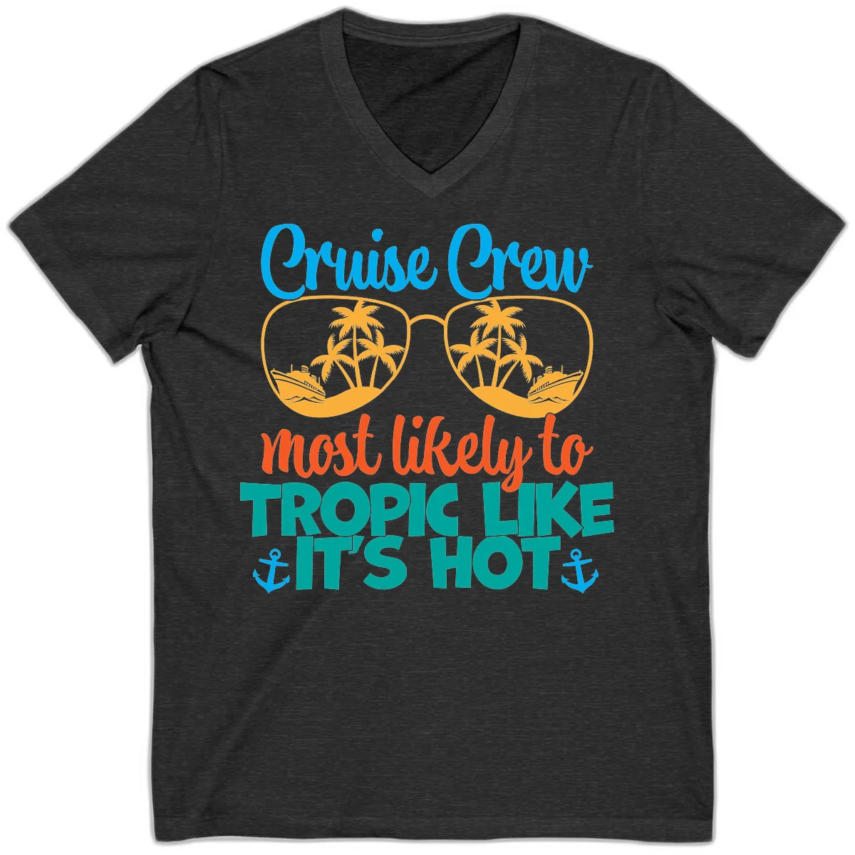 Cruise Crew Most Likely To Tropic Like It's Hot V-Neck in Dark Grey Heather