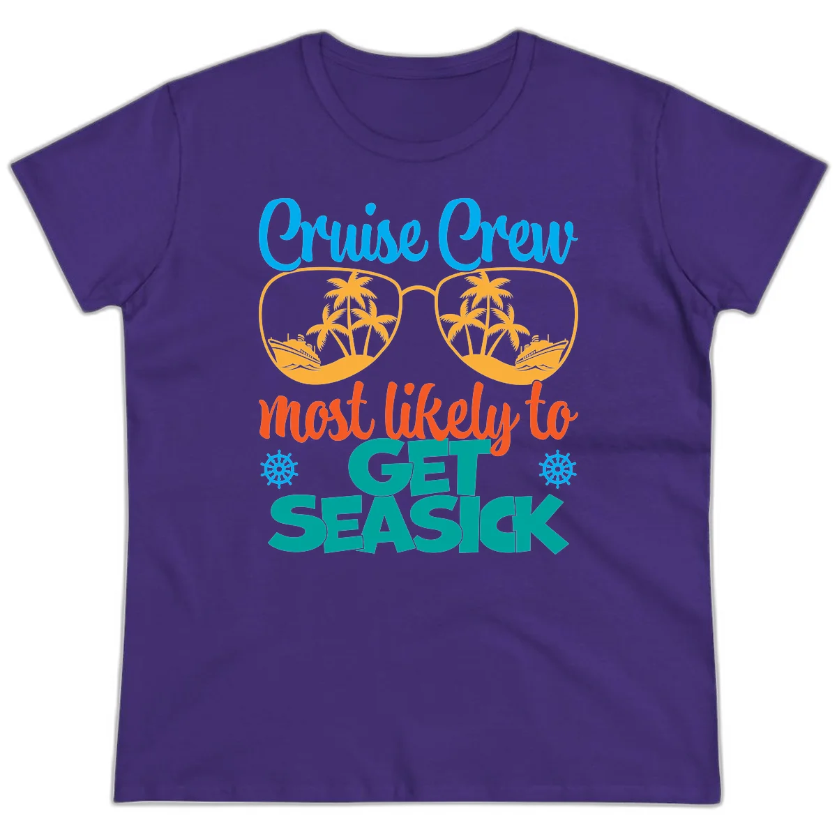 Cruise Crew Most Likely To Get Seasick Ladies Tee in Purple