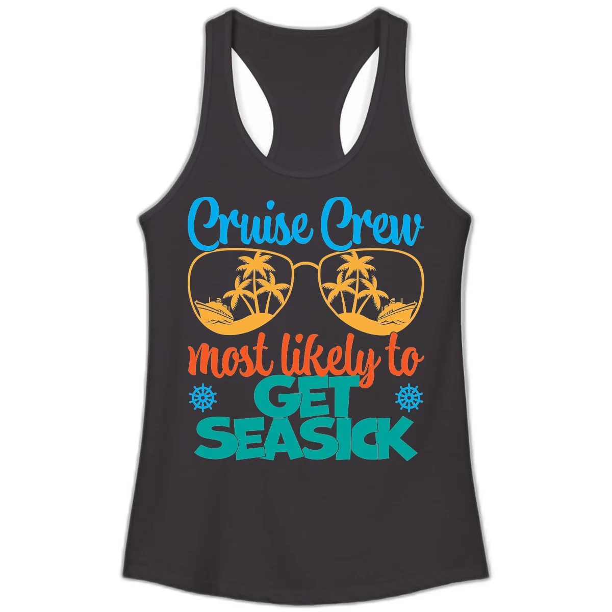Cruise Crew Most Likely To Get Seasick Ladies Tank in Black