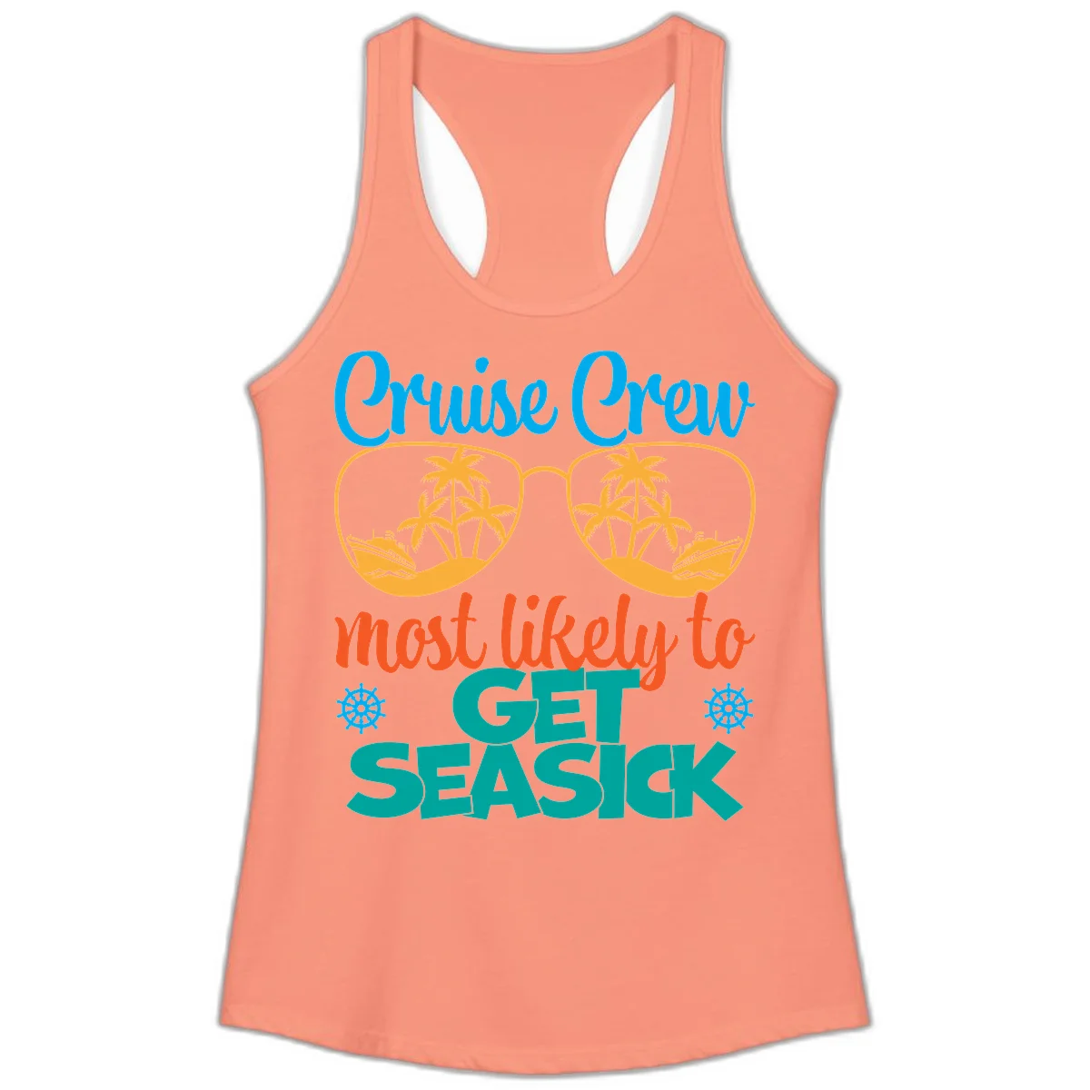 Cruise Crew Most Likely To Get Seasick Ladies Tank in Solid Light Orange