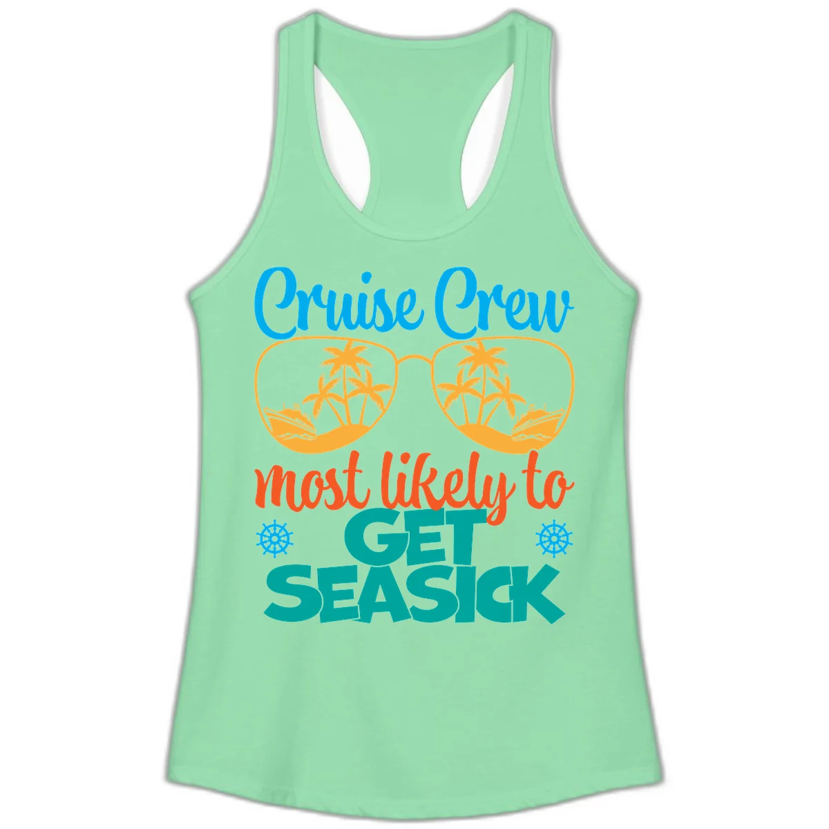 Cruise Crew Most Likely To Get Seasick Ladies Tank in Solid Mint