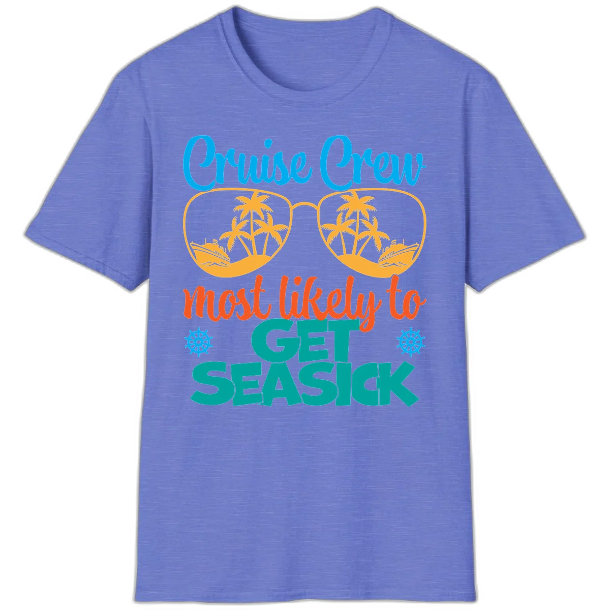 Cruise Crew Most Likely To Get Seasick T-Shirt in Heather Royal