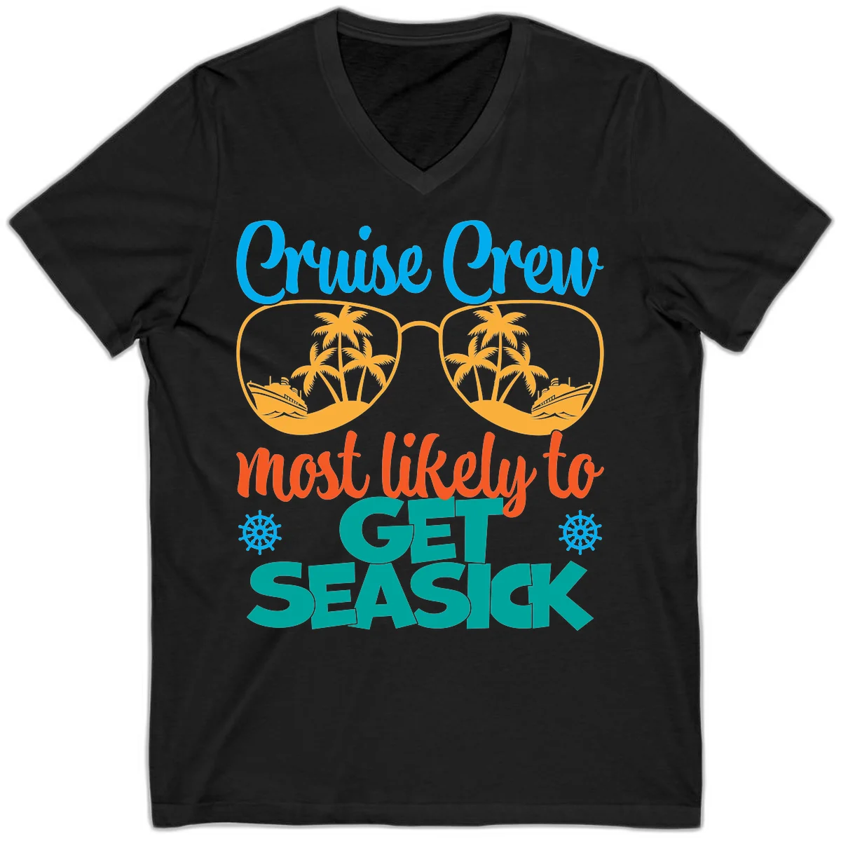 Cruise Crew Most Likely To Get Seasick V-Neck in Black