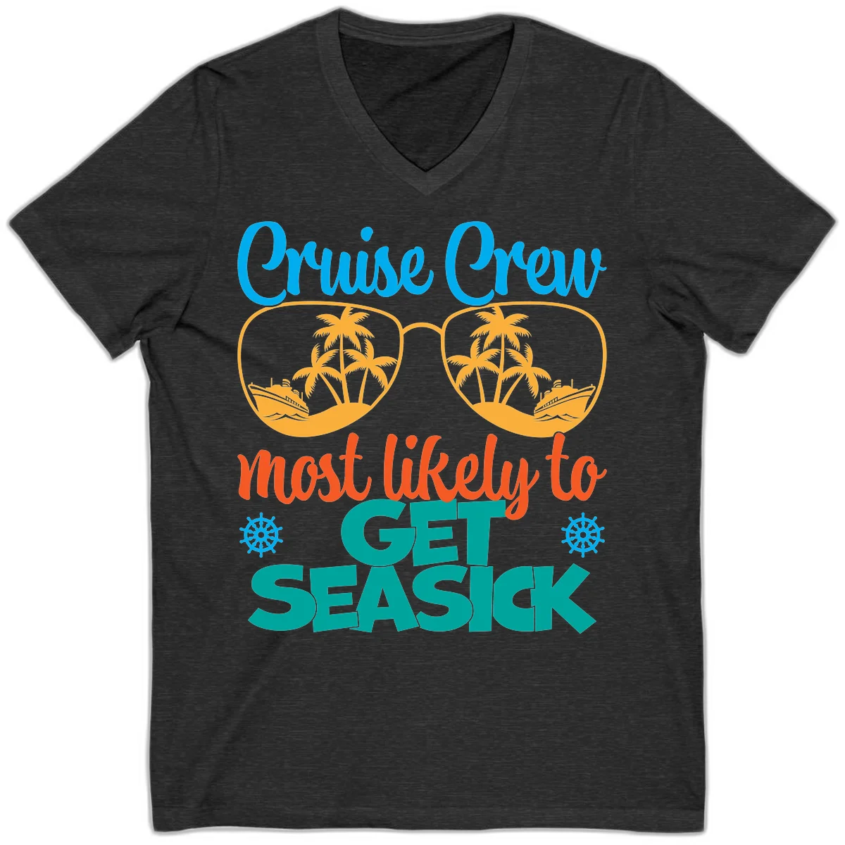 Cruise Crew Most Likely To Get Seasick V-Neck in Dark Grey Heather