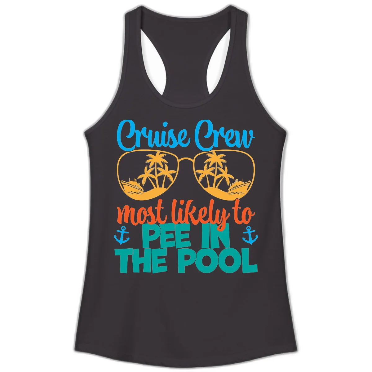 Cruise Crew Most Likely To Pee In The Pool Ladies Tank in Black